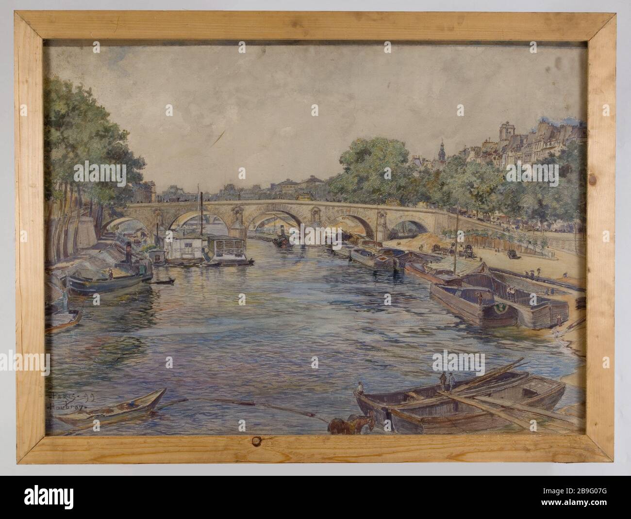 DIE MARIE-BRÜCKE 1899 Frédéric-Anatole Houbron (1851-1908). "Le Pont Marie en 1899". Pastell. Paris, musée Carnavalet. Stockfoto