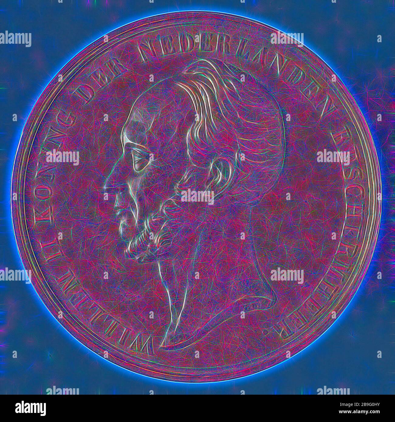 David van der Kellen, Preis Medaille zu Ehren von König Wilhelm II. als Schirmherr der Royal Dutch Yacht Club, Preis Medaille penning Material Bronze, Porträt des Königs auf der linken Seite. Am Ausschnitt unterzeichnet, Willem II KÖNIG DER NIEDERLANDE SCHUTZ (kreisförmigen) Royal House Oranjehuis Oranje Stockfoto