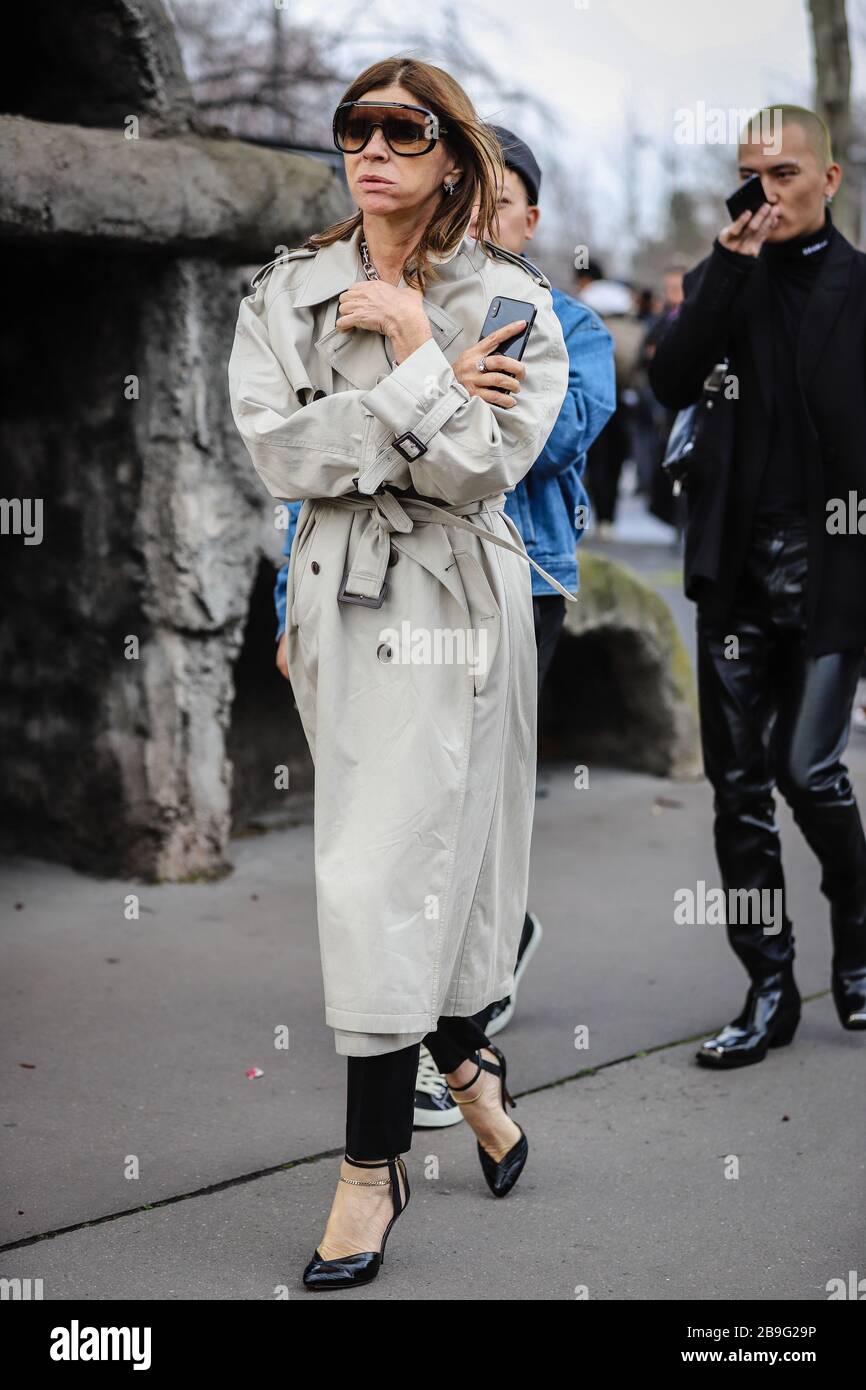 PARIS, Frankreich - 1. März 2019: Carine Roitfeld auf der Straße in Paris. Stockfoto