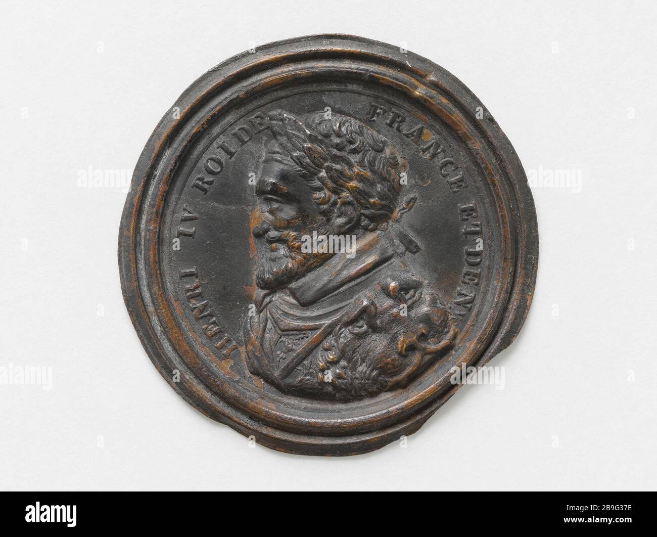 Heinrich IV. (1553-1610, Paris), König von Frankreich und Navarra (1572-1610) Henri IV (1553-1610 à Paris), roi de France et de Navarra (1572-1610). Cuivre repoussé. Paris, musée Carnavalet. Stockfoto