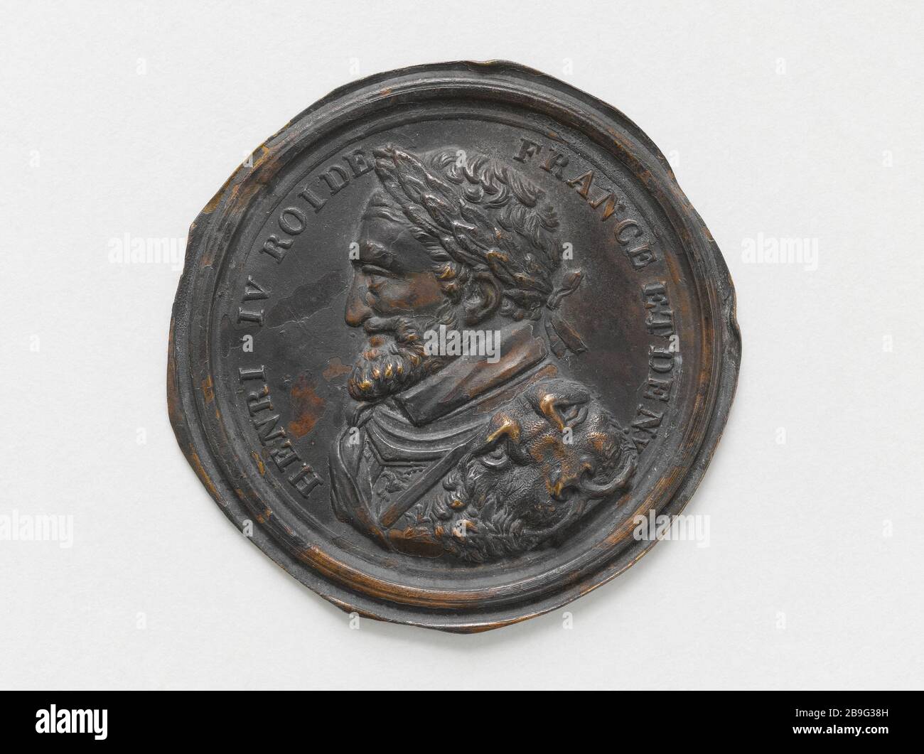 Heinrich IV. (1553-1610, Paris), König von Frankreich und Navarra (1572-1610) Henri IV (1553-1610 à Paris), roi de France et de Navarra (1572-1610). Cuivre repoussé. Paris, musée Carnavalet. Stockfoto