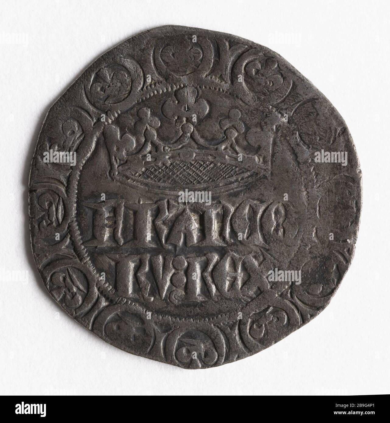 Gros zur silbernen Krone Johannes II., 1358 (Dummy-Titel) Gros à la couronne en argent de Jean II Argent, 1358. Paris, musée Carnavalet. Stockfoto