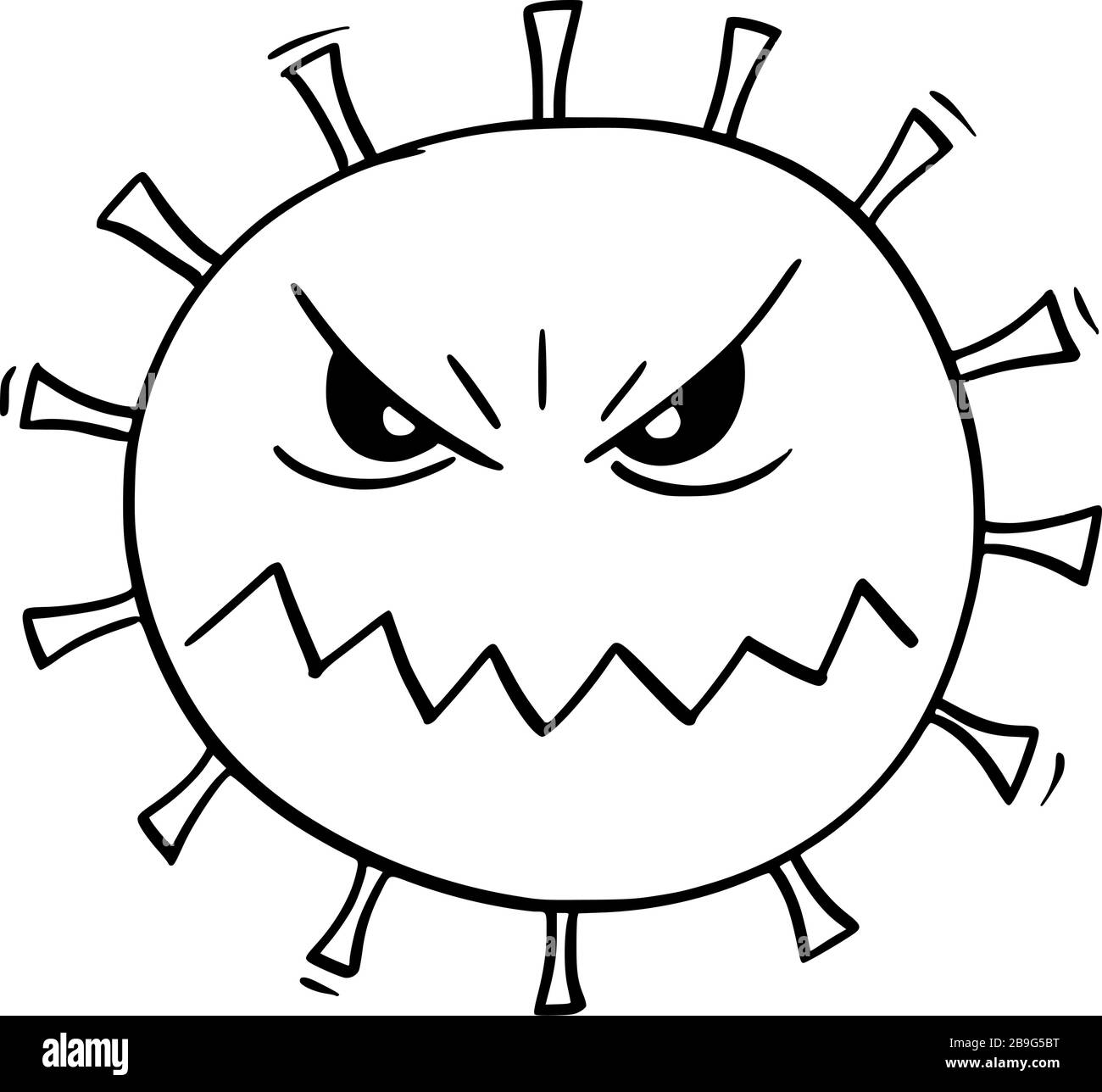 Vektor-Cartoon-Illustration von Coronavirus Covid-19 oder Virus oder Bakterien oder pathogenes gefährliches Monster. Stock Vektor