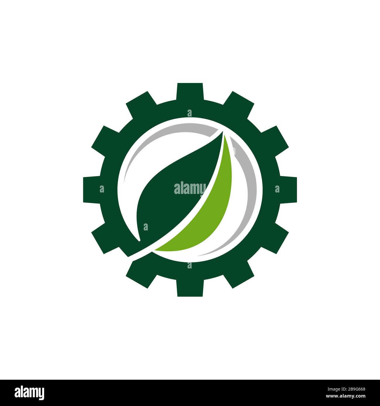 Muster für grüne Lamellen- und Zahnradlogo Vektor EPS 10. Stockfoto