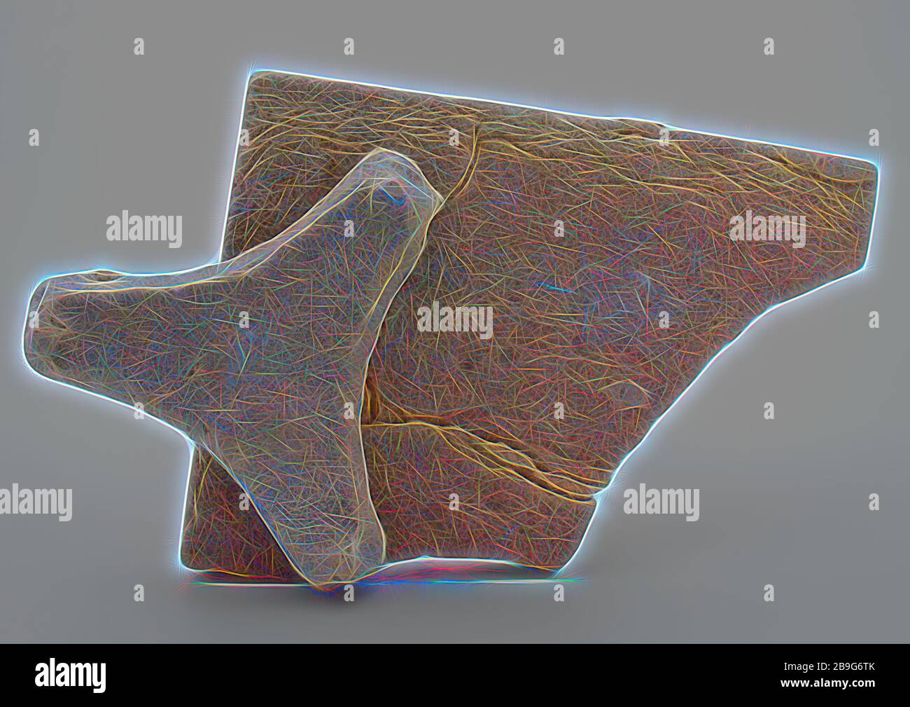 Bruchziegel, Keks Steingut, unglasiert, mit Backwaren, Fliesenmaterial Boden findet Keramik Keramik, in Form gebackenen Fragmentziegels. Fehlbaksel des Halbprodukts. Gelber Schard. Rasierte Keramik. Gefrorene Pflaumen am unteren Rand der Kachel. Auf einer Grundlage der Prune Glasur bleibt die Archäologie Stadtdreieck Rotterdam-Rathaus indigene Töpferei Keramik Bäckerei Fliesenfabrik Bodenfindung am wahrscheinlichsten im Jahr 1914 im Rotterdamer Ratshaus gefunden Stockfoto