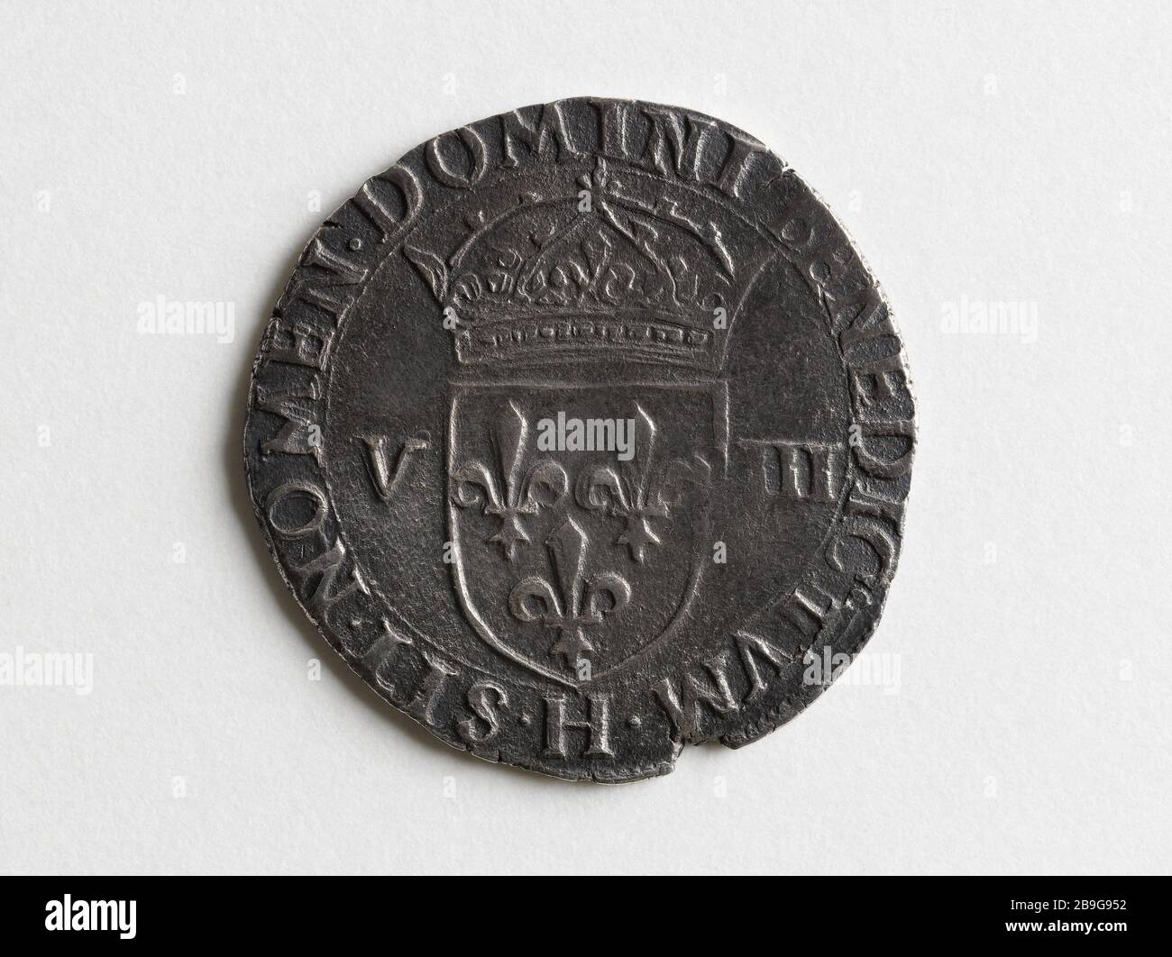 Achtes Schildergeld von Heinrich III., 1580 Huitième d'écu d'argent de Henri III Argent. 1580. Paris, musée Carnavalet. Stockfoto