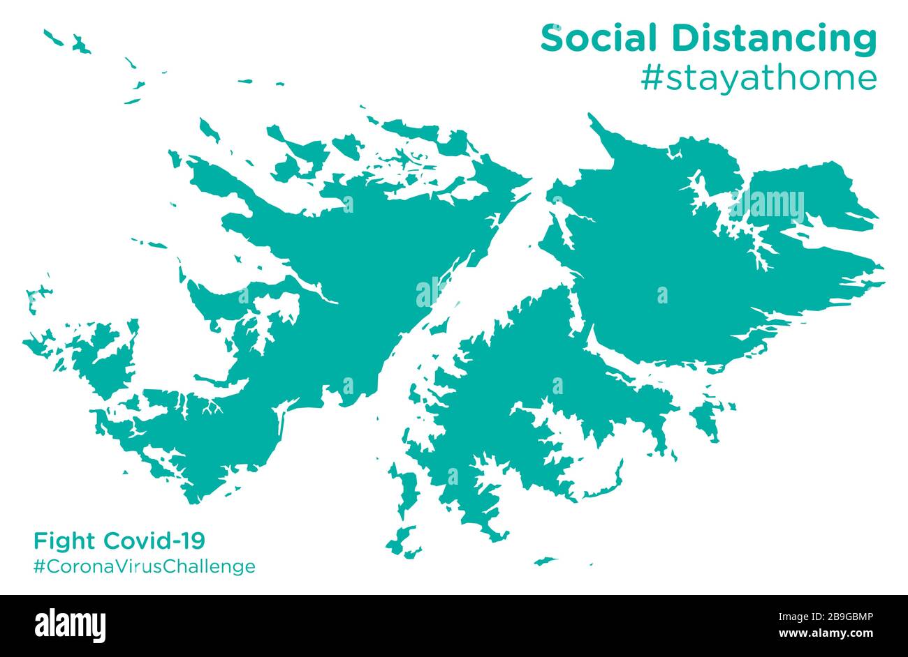Falkland Islands Karte mit Social Distancing #stayathome Tag Stock Vektor