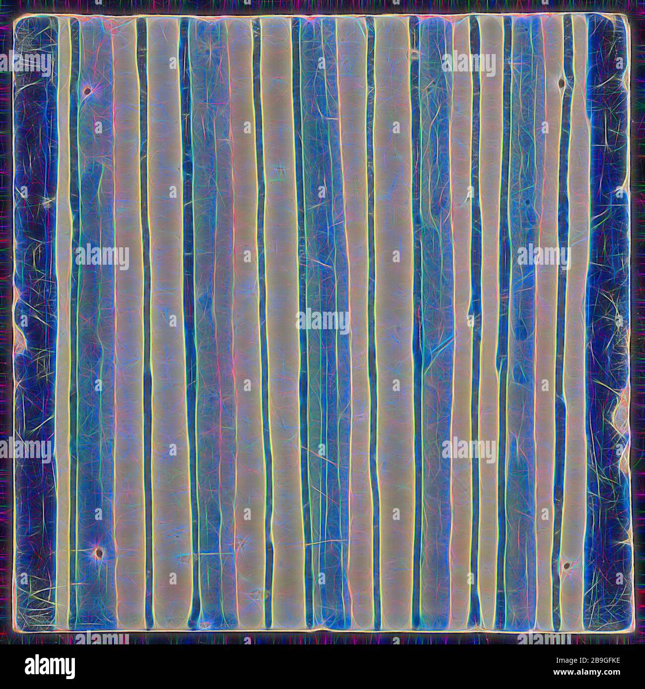 Pilaster-Kachel, blau auf weiß, Teil der Säule mit kontinuierlichem Fluss, Fliesenpilaster-Filmmaterial Fragment Keramik Keramik Glasur gebacken 2x glasiert lackiert Roter Schard einreihiger Fliesenpilaster im Renaissance-Stil vier Nagellöcher diese Kachel: 6 oder 9 und Kreis mit Kreuz 1914 Bau Rathaus Zandstraat Viertel Zweiter Weltkrieg Bombardierung Rotterdam-Stadtdreieck 1940 Renaissance aus Trümmern kommend nach Bombardierung auf Rotterdam im Mai 1940 Stockfoto
