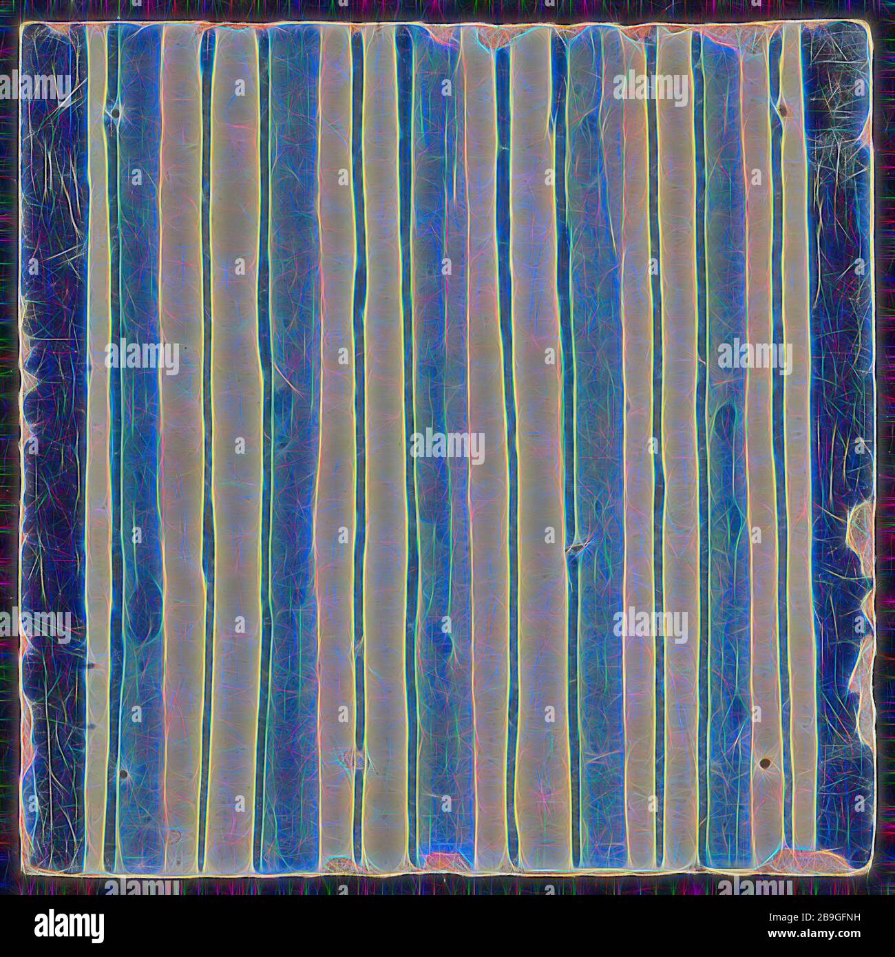 Kachel aus Kaminpilaster, blau auf weiß, Teil der Säule mit durchgehendem Flöz, Schornstein Pilaster Fliesen Pilaster Filmmaterial Fragment Keramik Steingut Glasur, Gebacken 2x glasiert vier Verbindungsfliesen aus einreihigen Kaminpilaster ursprünglich zwölf hohe 7 mit Kennzeichen bestehend aus Doppelkreis, von denen der Innkreis in Viertel 1914 unterteilt ist Bau Rathaus Zandstraat Viertel Zweiter Weltkrieg Kriegsbombardierung Rotterdam-Stadscentrum Stadsdriehoek 1940 Renaissance ursprünglich aus Trümmern Nach Bombardierung auf Rotterdam im Mai 1940 Stockfoto