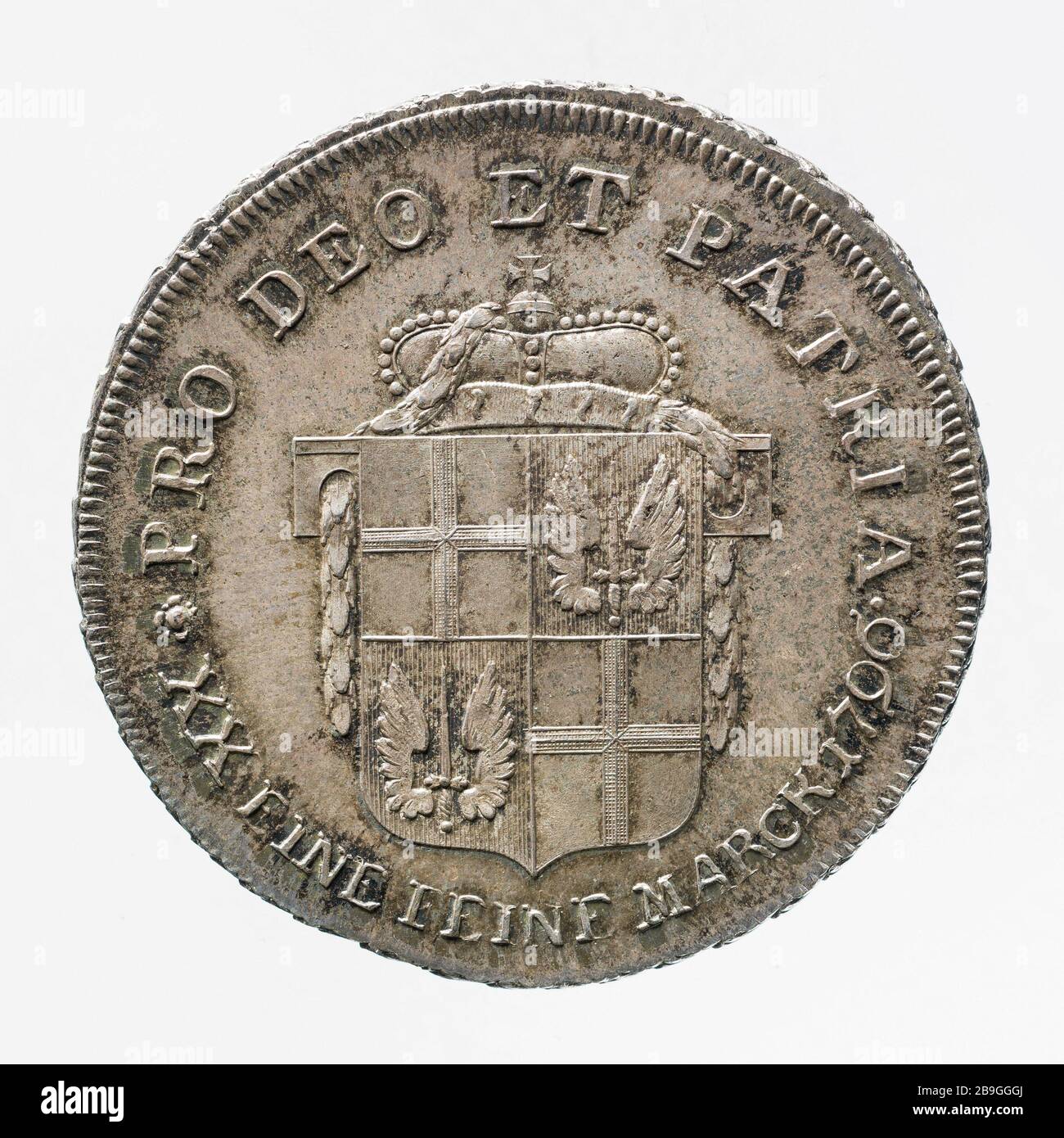 Kleines Schild Fuldaer Abkommen, 1792Petit écu de Convention de Fulda, 1792a. Argent. 17992. Paris, musée Carnavalet. Stockfoto