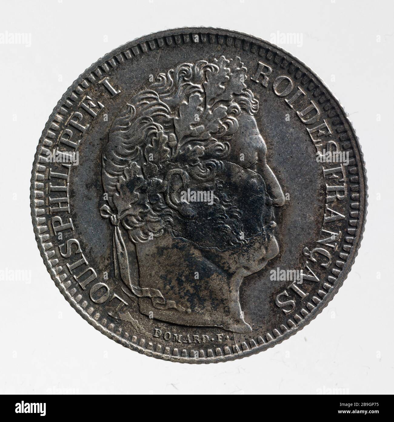 2-Münz-Franc Louis Philippe, François, Joseph Domard (1792-1858). pièce de 2 Francs de Louis-Philippe, 1846. Argent. Im Jahre 1846. Paris, musée Carnavalet. Stockfoto