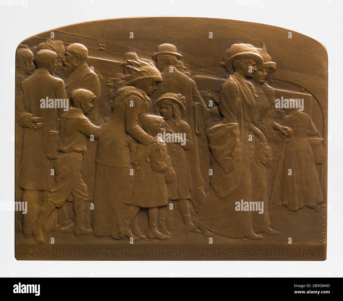 Bau der Metropole Paris von der Stadt, von der Zeit von 1896 bis zum Jahr 1819? Frédéric-Charles Victor de Vernon (1858-1912). Construction du métropolitain Municipal de Paris, 1896-19?. Bronze. 1912. Paris, musée Carnavalet. Stockfoto