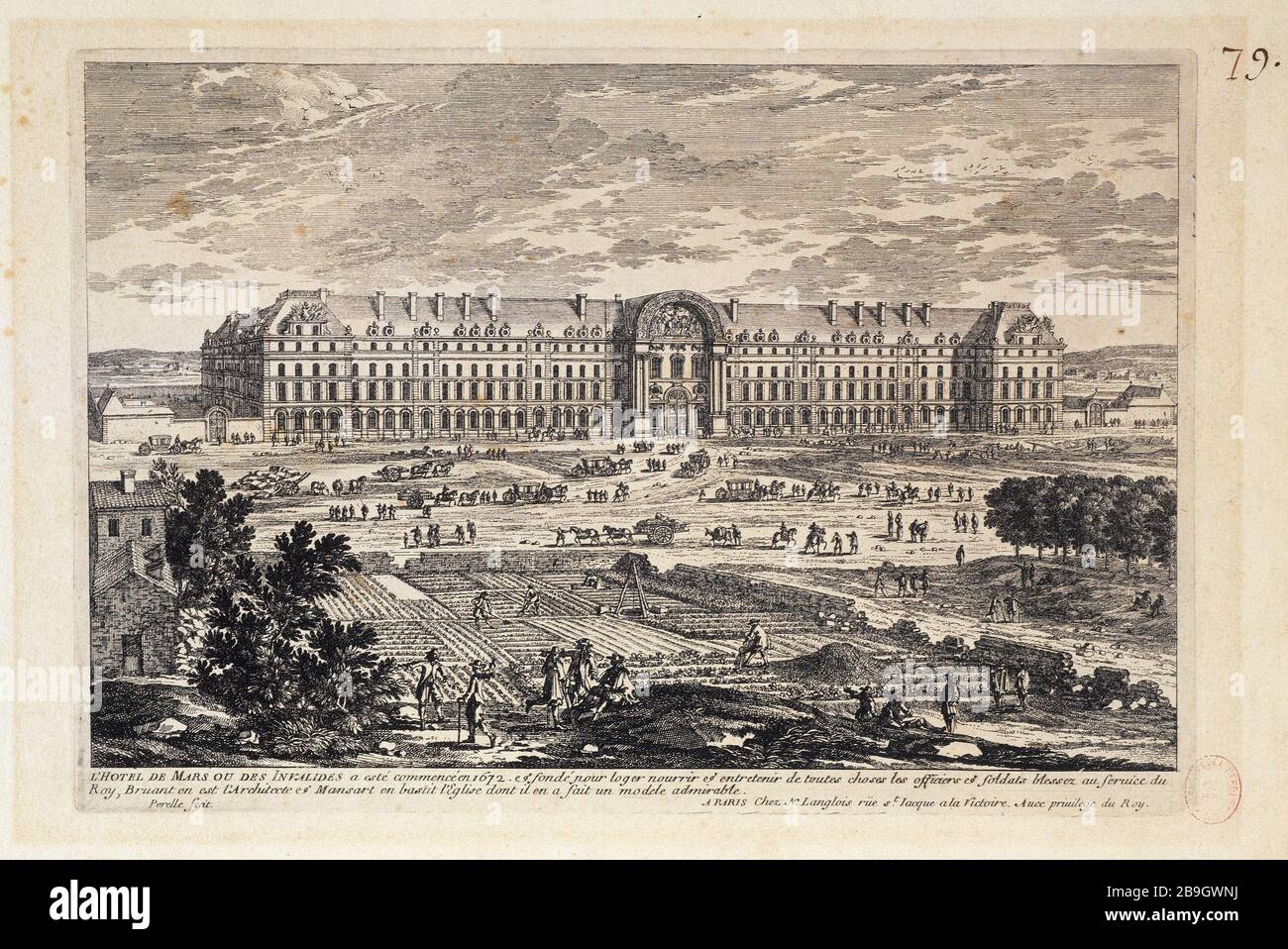 HOTEL MARCH ODER UNGÜLTIGER Adam Perelle (1640-1695). "L'Hôtel de Mars ou des Invalides". Eau-forte, vers 1660. Paris, musée Carnavalet. Stockfoto