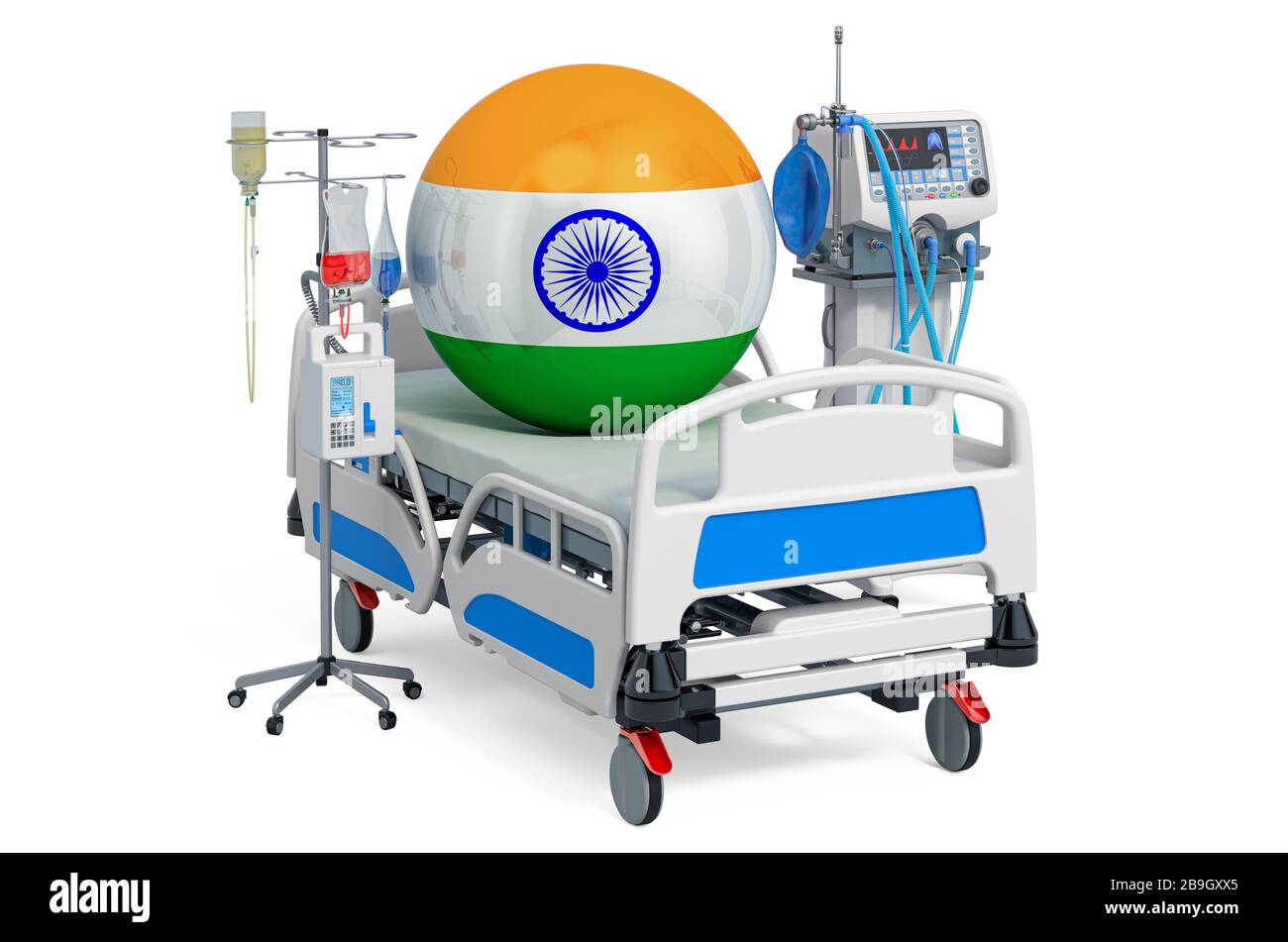 Indian Healthcare, ITS in Indien. 3D-Rendering isoliert auf weißem Hintergrund Stockfoto