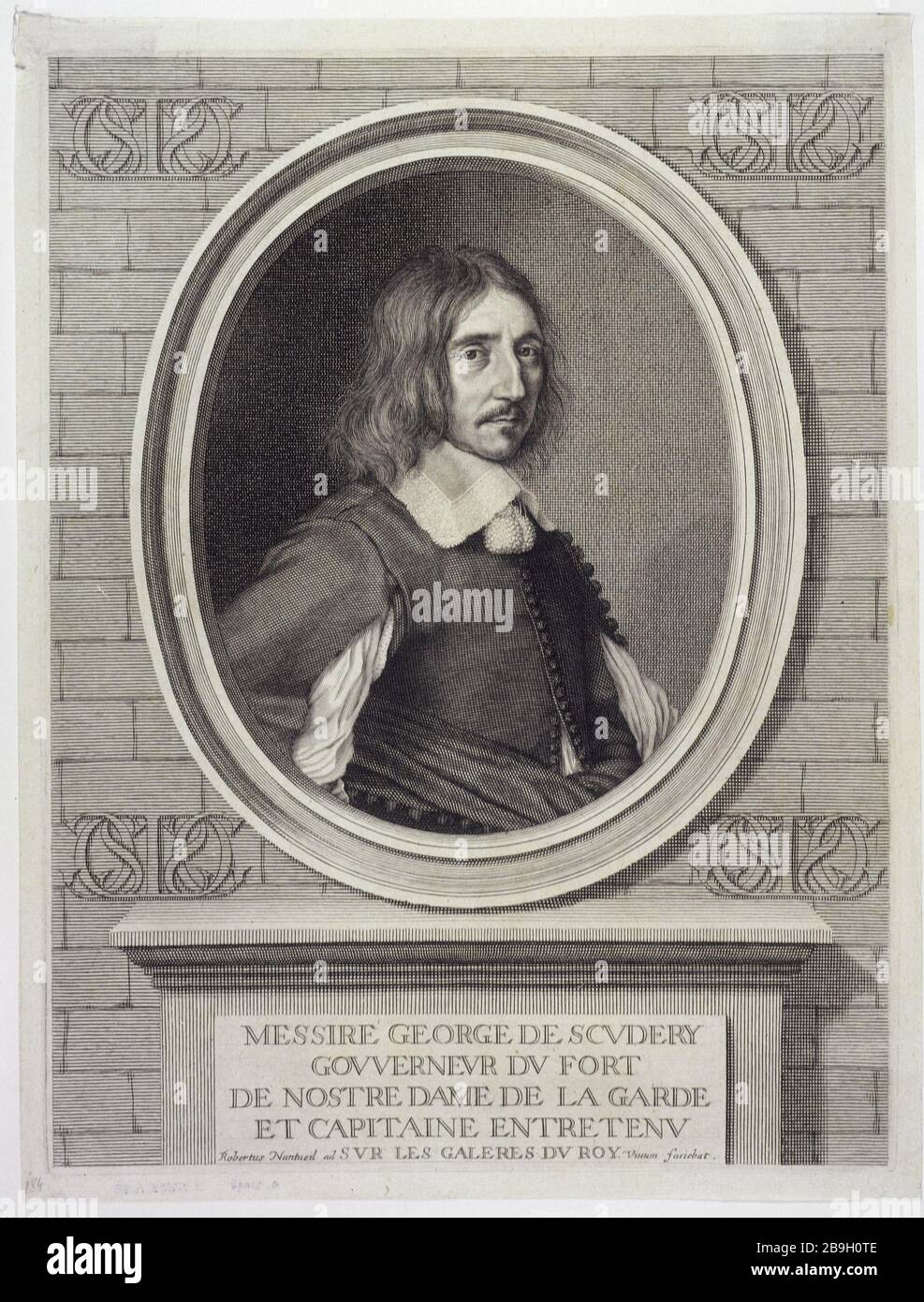 GEORGES DE SCUDERY Robert Nanteuil (1623-1678). "Georges de Scudéry". Tiefdruck. Paris, musée Carnavalet. Stockfoto