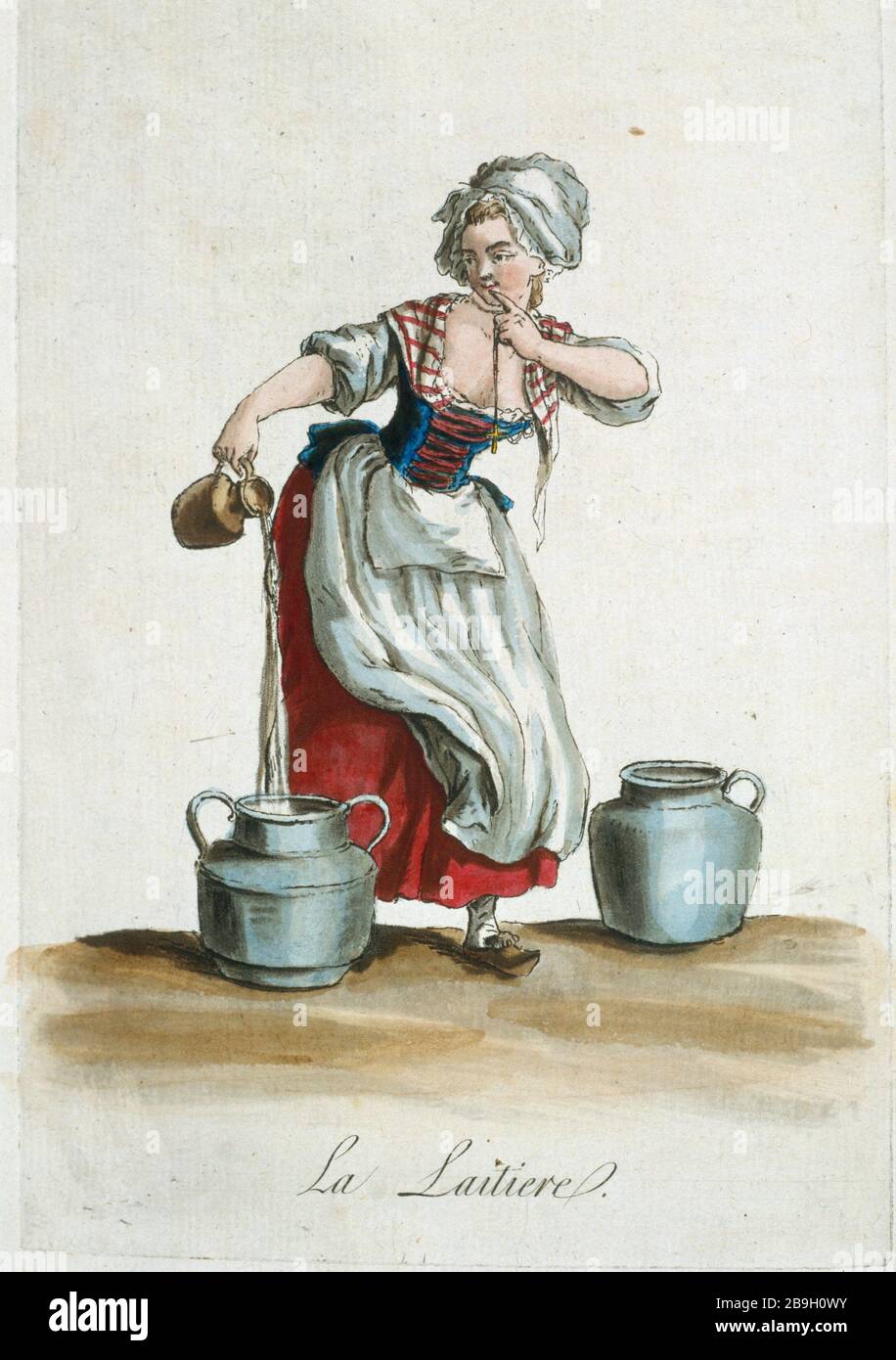 Das Milchmädchen Jean-Marie Mixelle (1758-1839). "La laitière". Tiefdruck. Paris, musée Carnavalet. Stockfoto