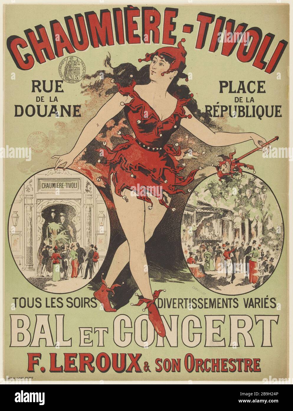 CHAUMIERE-TIVOLI, BAL und Concert Anonyme. "Chaumière-Tivoli". Lithographie. 1880-1900. Paris, musée Carnavalet. Stockfoto