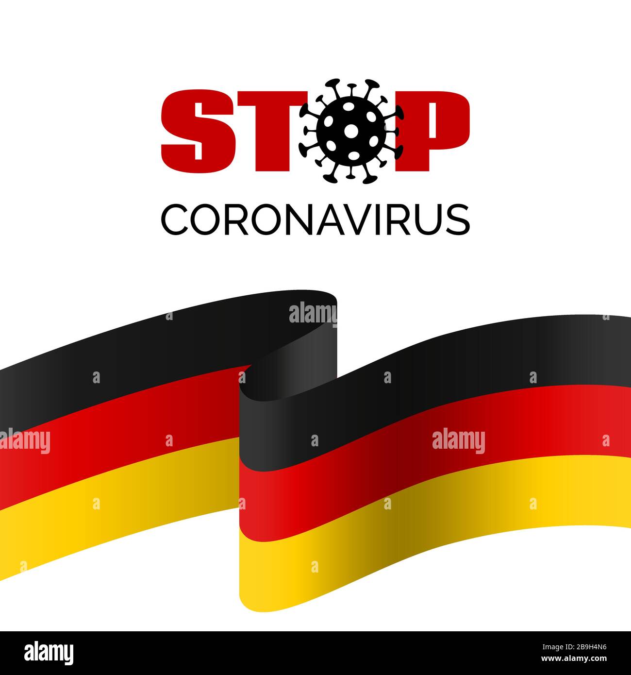 Stoppen Sie Coronavirus in Deutschland. Vektorbanner für die Kovid-19-Virus-Prävention. Mit deutscher Flagge Stock Vektor