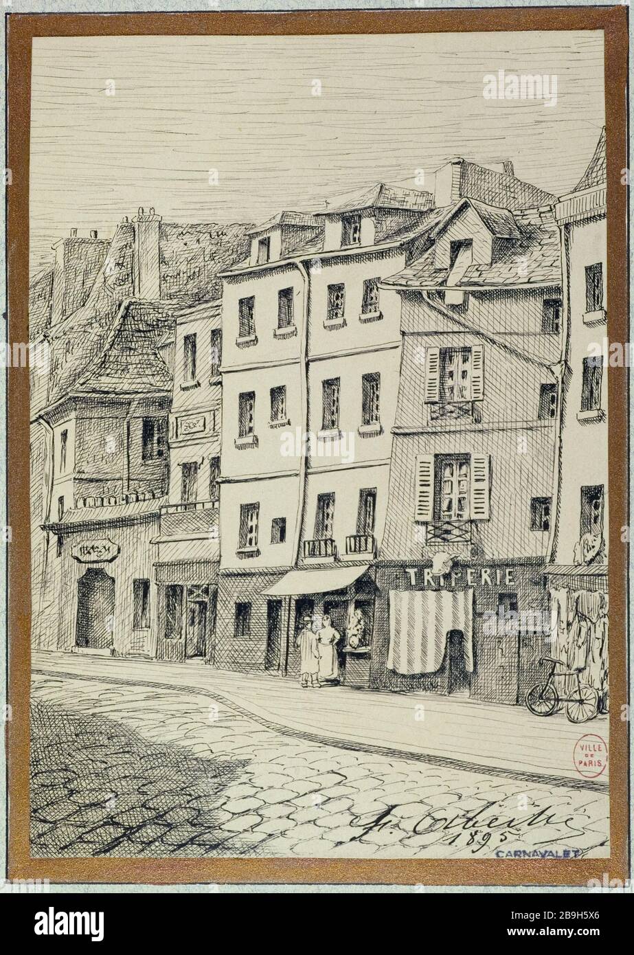 PLATZ LACEPEDE, 1895 F. ABEILÉ. "Place Lacépède, 1895". Pflaume, Encre de Chine, im Jahr 1895. Paris, musée Carnavalet. Stockfoto