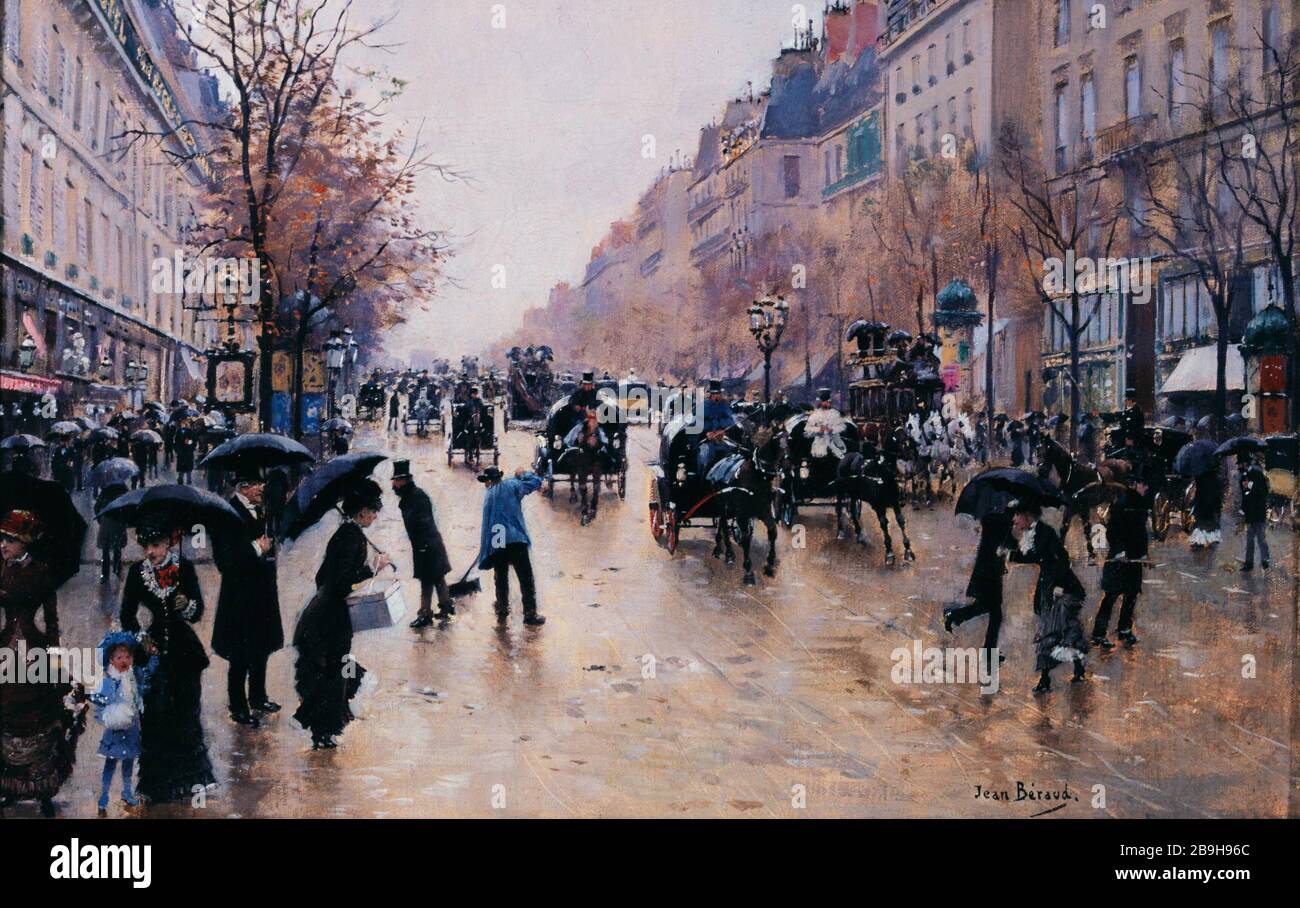 Die Boulevards Jean Béraud (1849-1936). "Les Boulevards". Huile sur toile. Paris, musée Carnavalet. Stockfoto