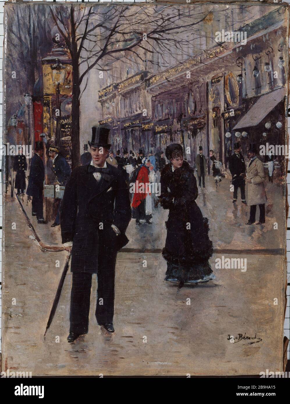 AUF DEM BOULEVARD Jean Béraud (1849-1936). "Sur le Boulevard". Huile sur toile. Paris, musée Carnavalet. Stockfoto
