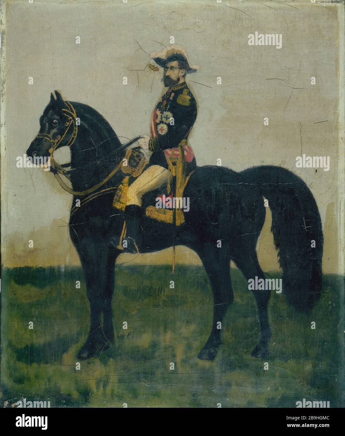 Reitsportrait von General Boulanger 'Portrait équestre du général Boulanger (1837-1891), homme politique français'. Huile sur toile. Paris, musée Carnavalet. Stockfoto