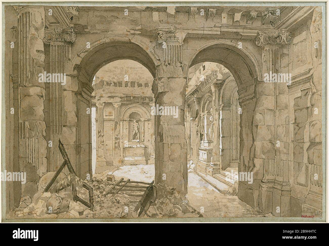 Ruinen der Tuilerien, Gantry 25. Juni 1871 Charles Joseph Beauverie (1839-1923). "Ruines des Tuileries, le portique le 25 juin 1871". Paris, musée Carnavalet. Stockfoto