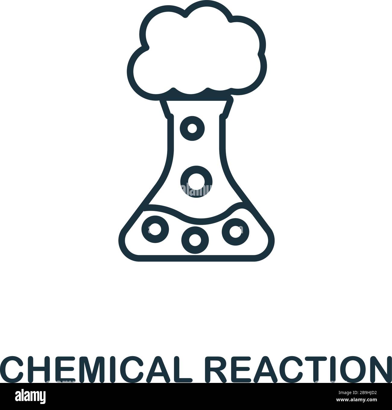 Symbol für chemische Reaktion. Einfaches Linienelement aus der Sammlung von Biotech-Symbolen. Gliederungssymbol für chemische Reaktionen für Vorlagen und Infografiken Stock Vektor