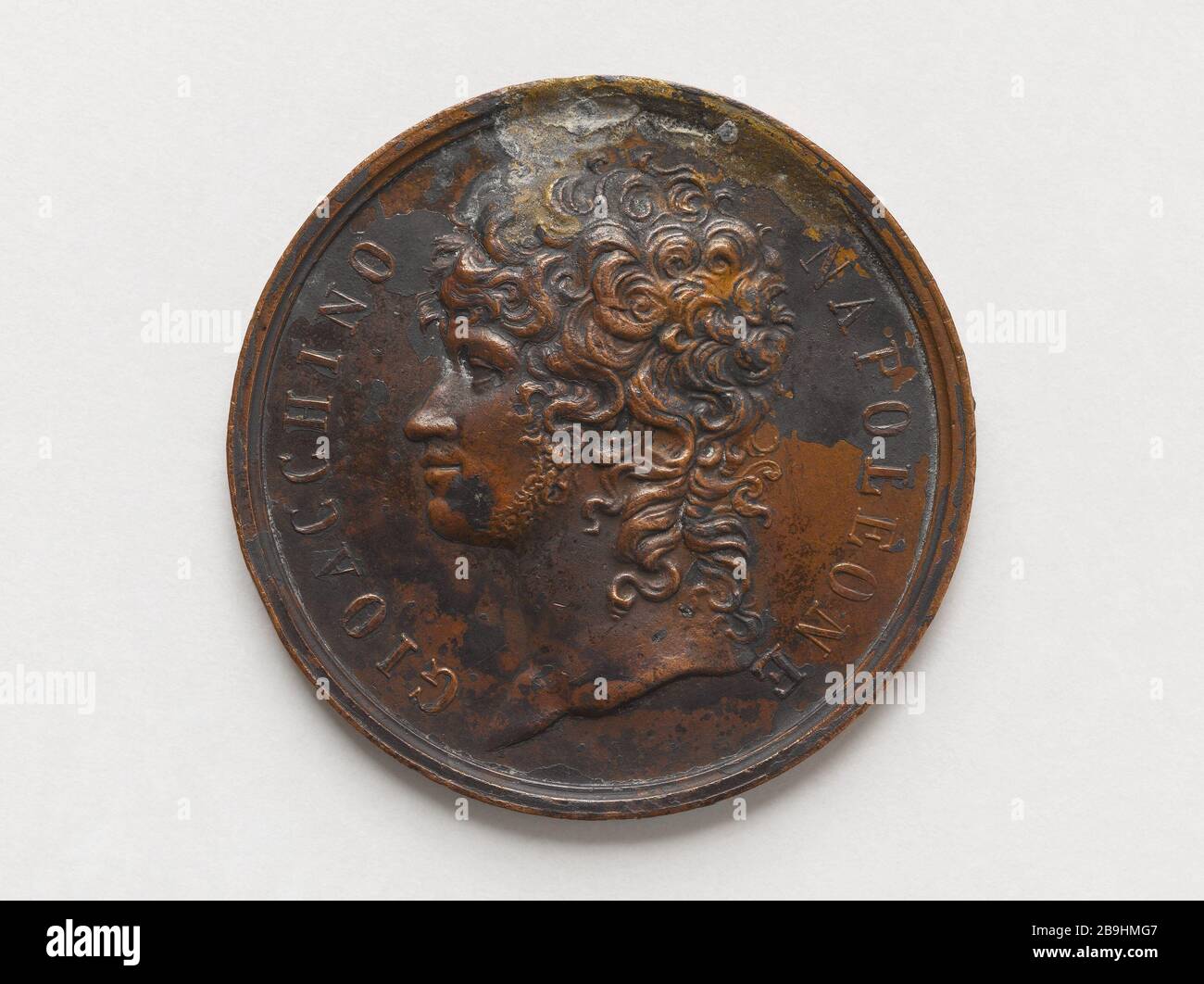 Joachim Murat (1767-1815), Marschall des Kaiserreichs (1806-1808), Großfürst von Berg und Cleves, französischer Fürst und König von Neapel (1808-1815) nach der Anonyme von 1800. Joachim Murat (1767-1815), maréchal d'Empire (1806-1808), Grand-duc de Berg et de Clèves, Fürst français et roi de Neapel (1808-1815), après 1808. Bronze. Paris, musée Carnavalet. Stockfoto