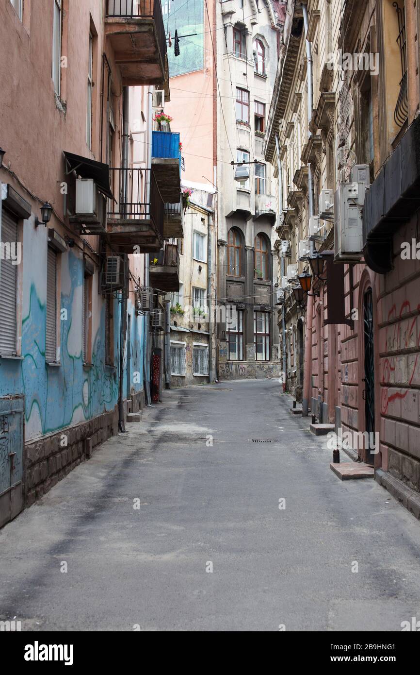 Lemberg Stadtzentrum Straße Innenhof Terrasse Stockfoto