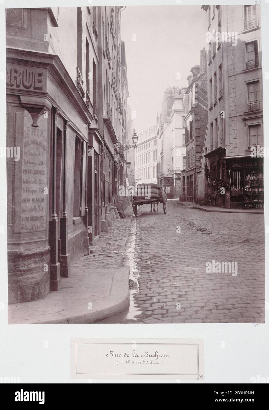 RUE de LA BUCHERIE Rue de la Bûcherie (du cul-de-sac Saint-Ambroise). Paris (Vème arr.). Photographie de Charles Marville (13-1879). Paris, musée Carnavalet. Stockfoto