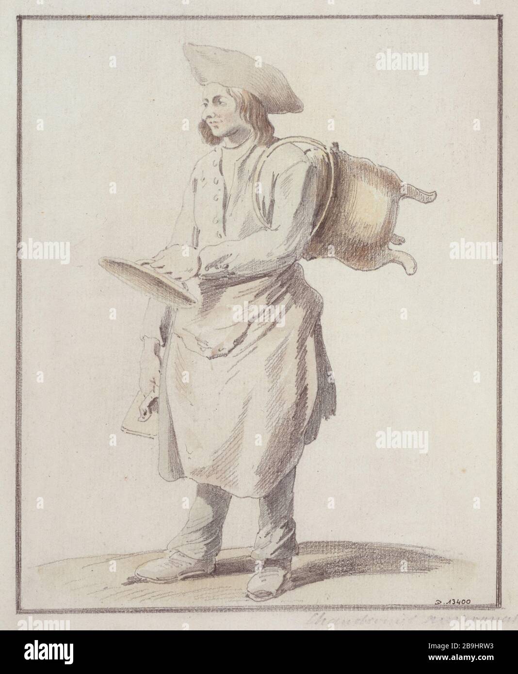 DER CHAUDRONNIER D'après Edme Bouchardon (1698-1762). "Le chaudronnier". Dessin. Paris, musée Carnavalet. Stockfoto