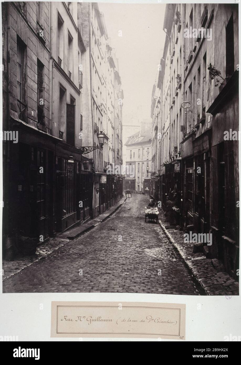 RUE NEUVE Guillemin (STRASSE OLD COLOMBIER) 'Rue Neuve Guillemin (de la rue du Vieux Colombier)', VIème arr.. Photographie de Charles Marville (13-1879). Paris, musée Carnavalet. Stockfoto