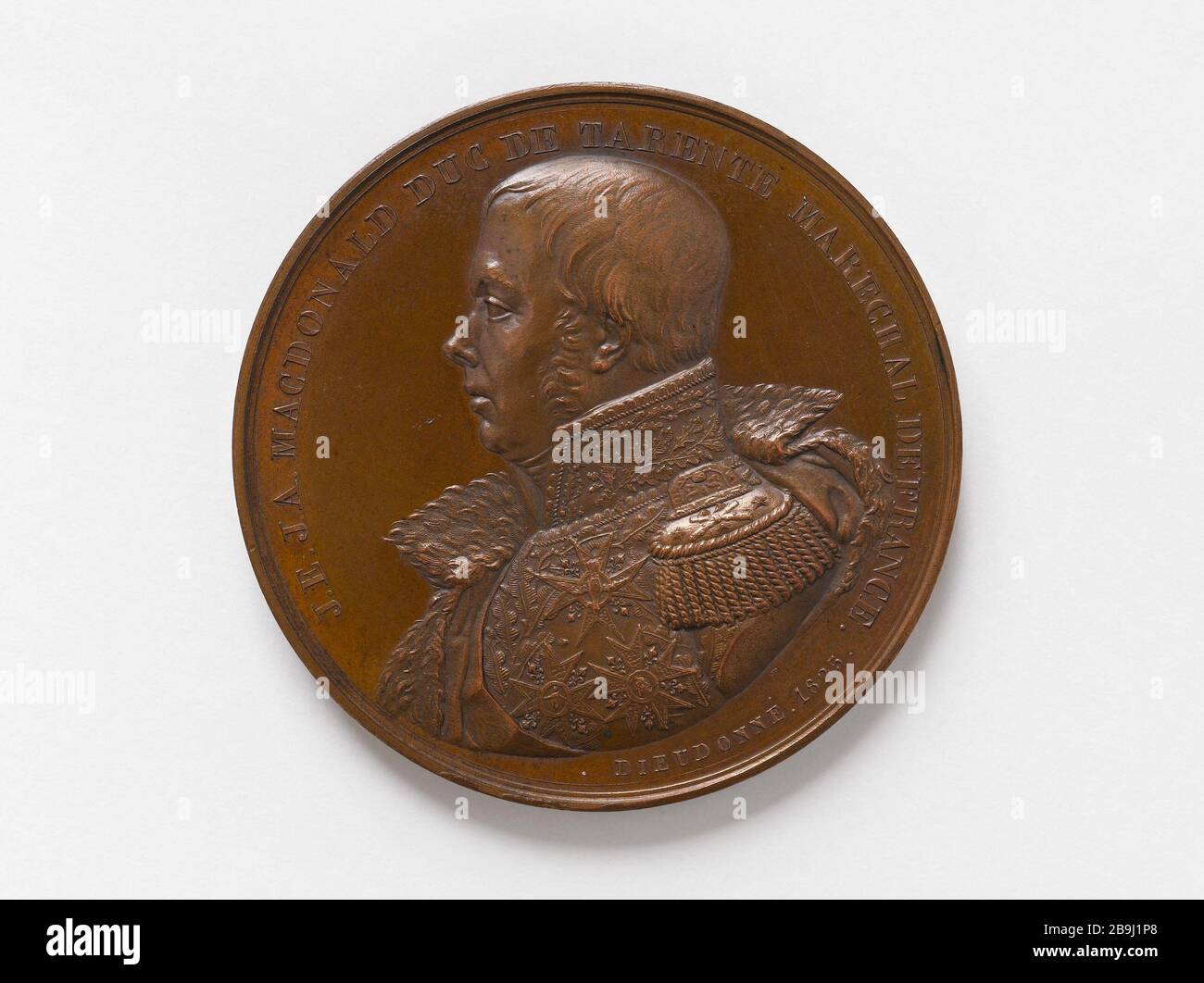 Etienne Jacques Joseph Alexandre Macdonald (1765-1840), 1. Herzog von Tarentum, Marschall des Kaiserreichs (1809), 1832-1832-822-17989898960-17989898989898962-14610810 Étienne Jacques Joseph Alexandre Macdonald (1765-1840), 1er duc de Tarente, maréchal d'Empire (1809), im Jahre 1825-25. Bronze. Paris, musée Carnavalet. Stockfoto