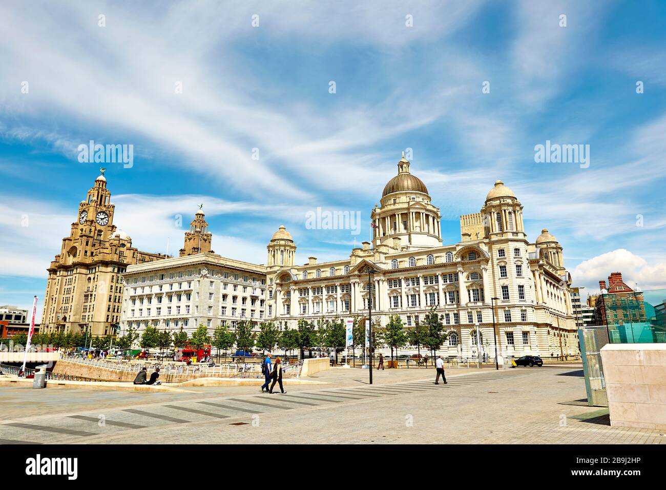 Die berühmten und historischen drei Graces am Wasser in Liverpool, England, Großbritannien Stockfoto