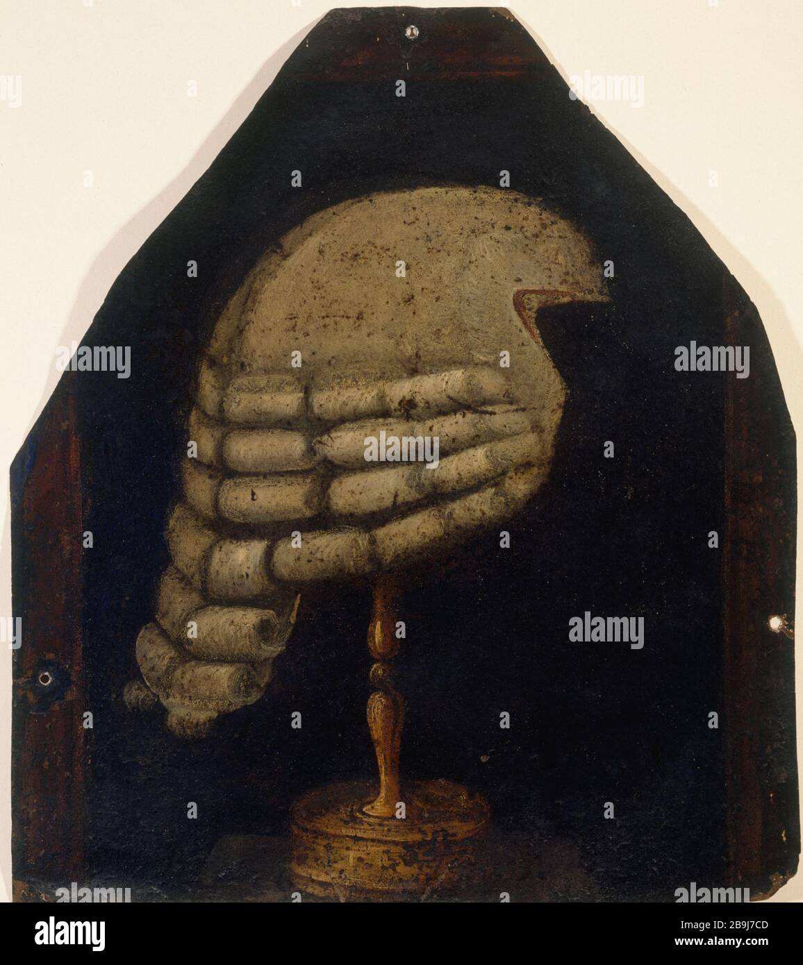 DER WIG-HAMMER 'A la perruque à marteaux', enseigne en tôle peinte de perruquier. Paris, musée Carnavalet. Stockfoto