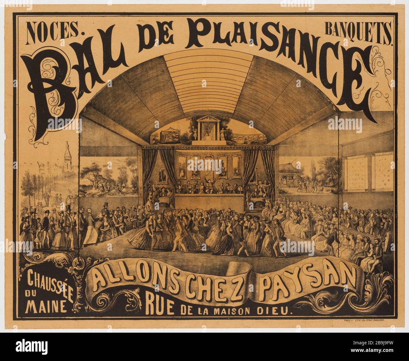 BAL PLEASURE Anonyme. "Bal de Plaisance". Lithographie. 1830-1850. Paris, musée Carnavalet. Stockfoto