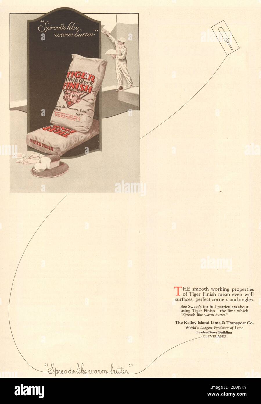 Tiger-Finish. "Preads like warm Butter". Leader-News-Gebäude der Kelley Island Limone & Transport Co., Cleveland (1922) Stockfoto