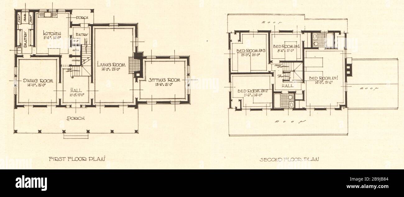Frederick Cooke, Tenafly, New York. Erste und zweite Etage. R.C. Jäger & Bruder, Architekten (1922) Stockfoto