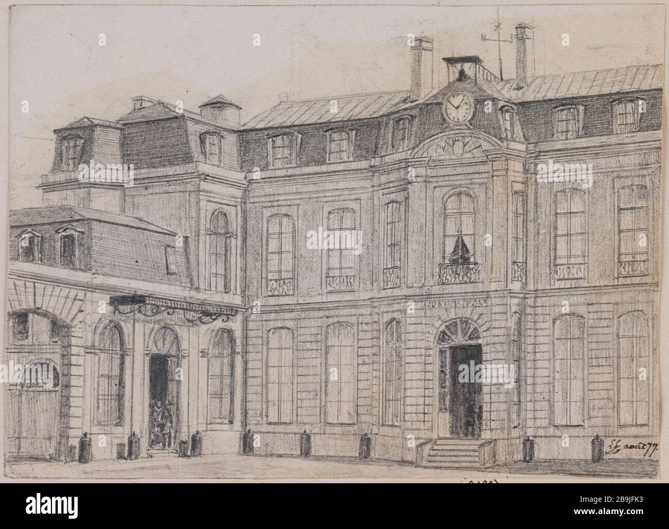 Stadträte. Oper. 10th Enclosures St. Lawrence: Rathaus 2nd arrononsemtert werden die Stadt seit 1860. Rue Drouot IX 6. Léon Leymonnerye (1803-1879). Mairies. IXème : l'Opéra. Xème: Enclos Saint-Laurent. Mairie du IIème arronoire devenue mairie du IX depuis 1860. Rue Drouot Nr. 6. Krebse. 1864. Paris, musée Carnavalet. Stockfoto