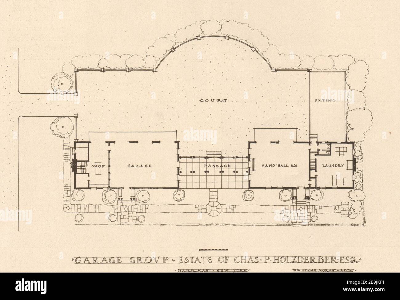 Garage Gruppe Anwesen von Chas P. Holzderber Esq, Harriman, New York. Planen. M. Edgar Moran, Architekt (1919) Stockfoto