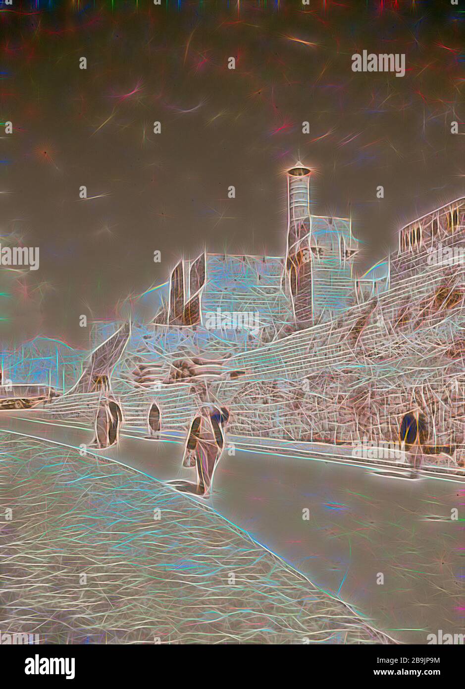 Jerusalem (El-Kouds), Vorgehensweise bei der Stadt. Zitadelle von Zion aus Bethlehem Straße. 1900, Jerusalem, Israel Stockfoto