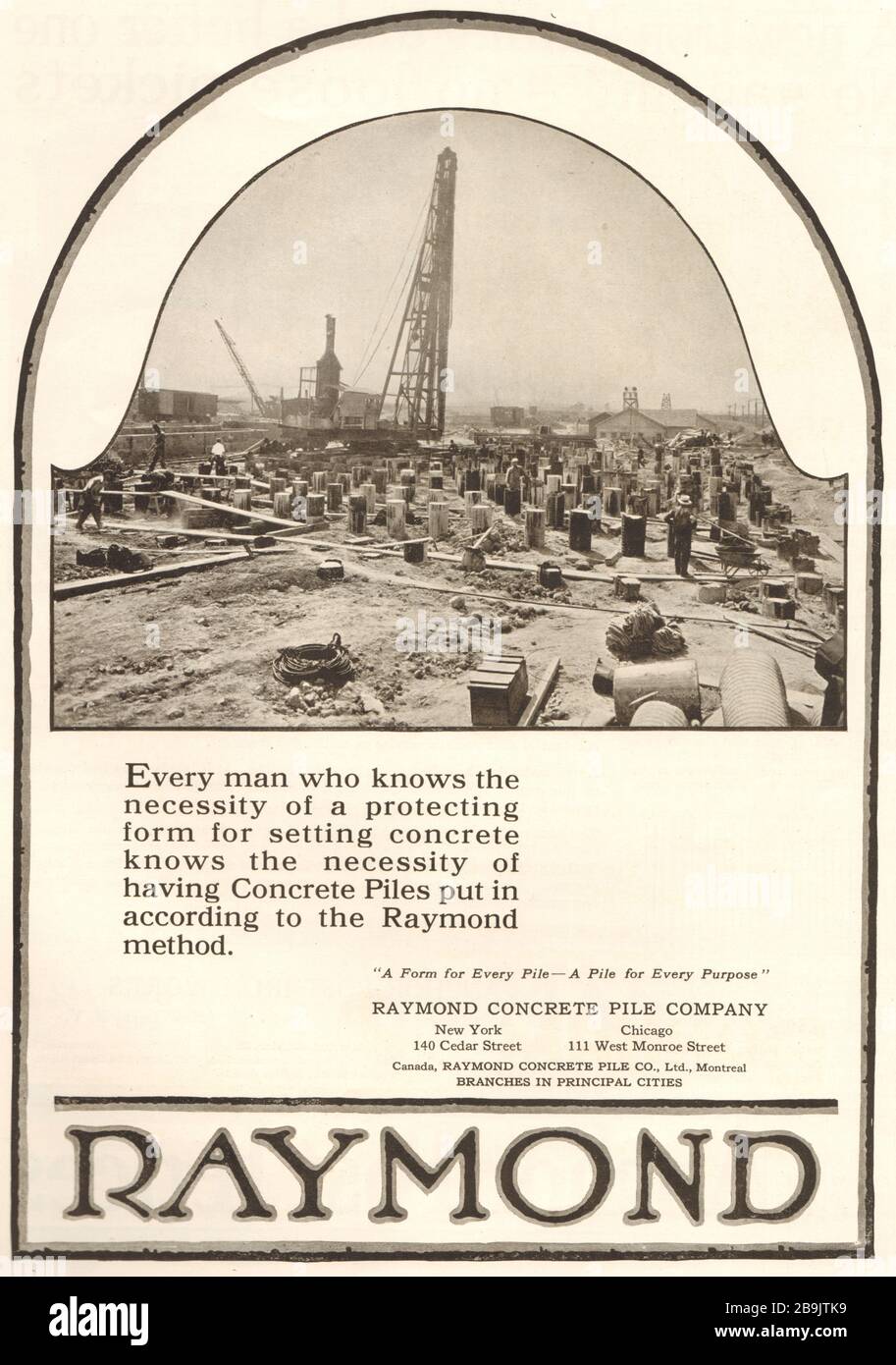 Raymond. Raymond Concrete Pile Company, 140 Cedar Street, New York (1921) Stockfoto