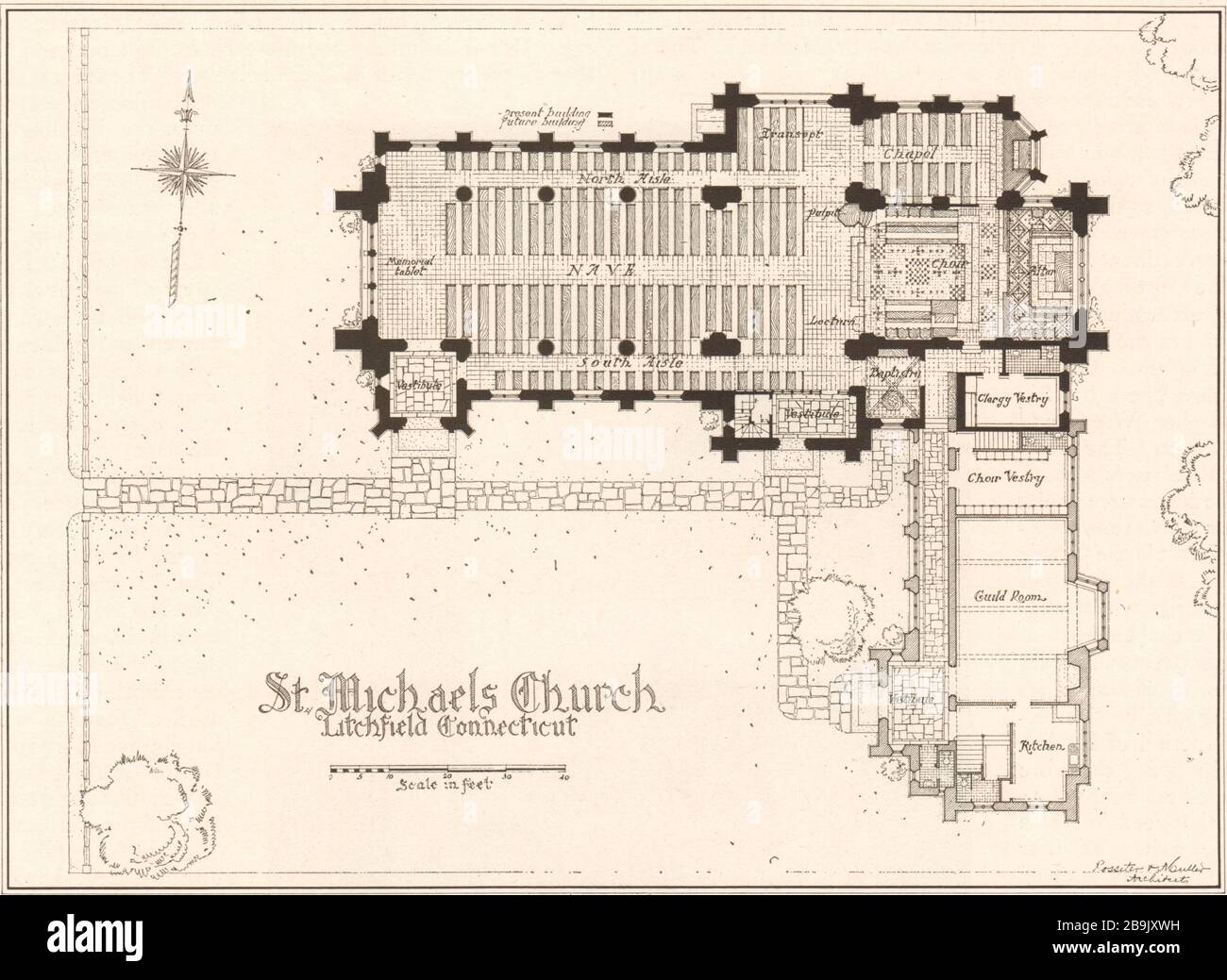 St. Michael's Church, Litchfield, Connecticut. Planen. Rossiter & Muller, Architekten (1922) Stockfoto