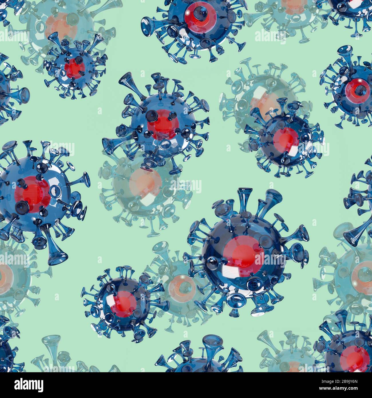 Nahtloses 3d abstraktes wissenschaftliches Corona-Virus-Muster Stockfoto