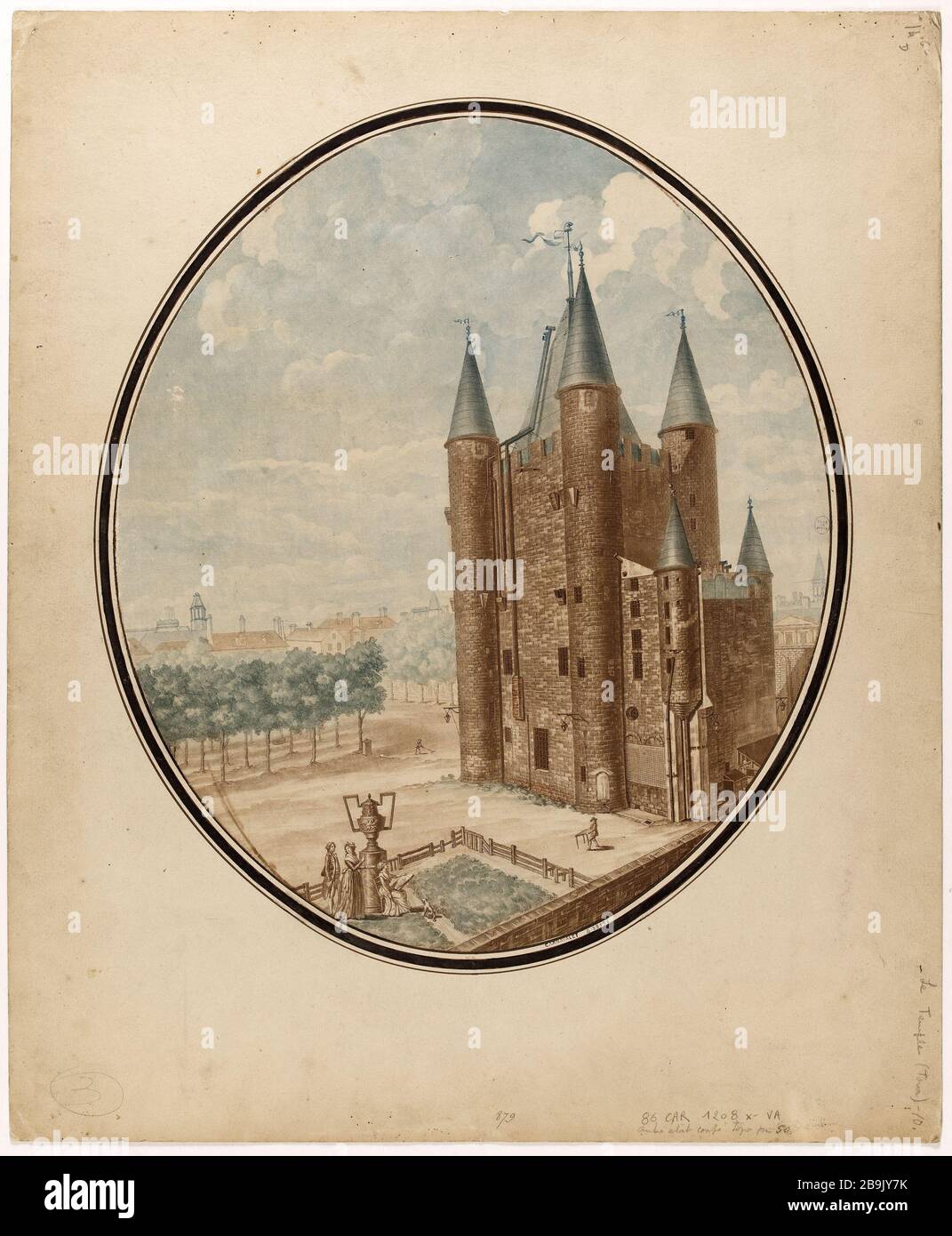 Der Tempel La Tour du Temple. Paris (IIIème arr.). Lithographie en couleur. Paris, musée Carnavalet. Stockfoto