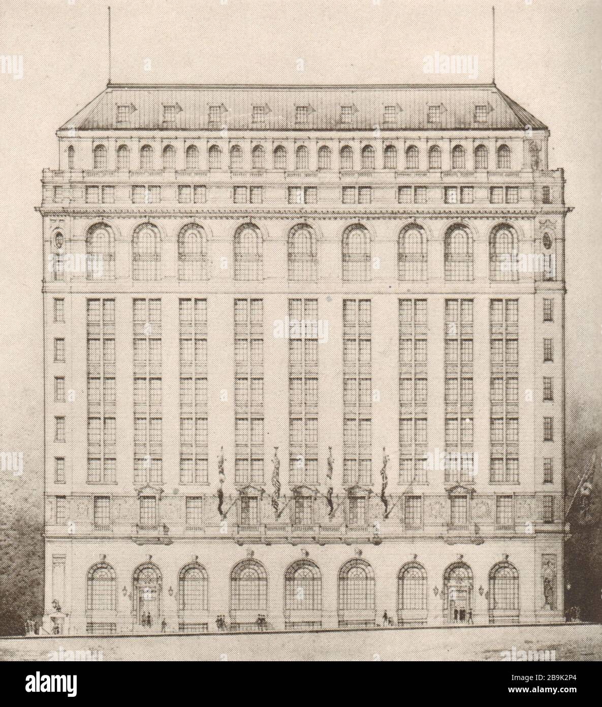 International Mercantile Marine Building, Nummer 1 Broadway, Architect's Sketch for Modifization. Walter B. Chambers, Architekt (1922) Stockfoto