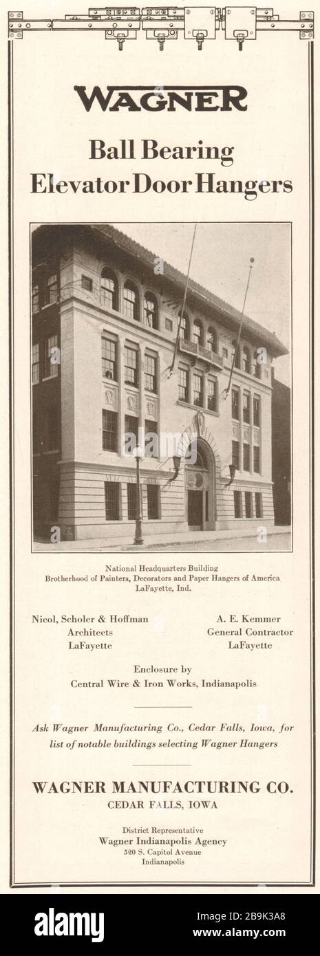 Brotherhood of Painters, Decorators & Paper Hangers of America HQ, Lafayette, Indiana. Wagner Manufacturing, Cedar Falls, Iowa (1922) Stockfoto