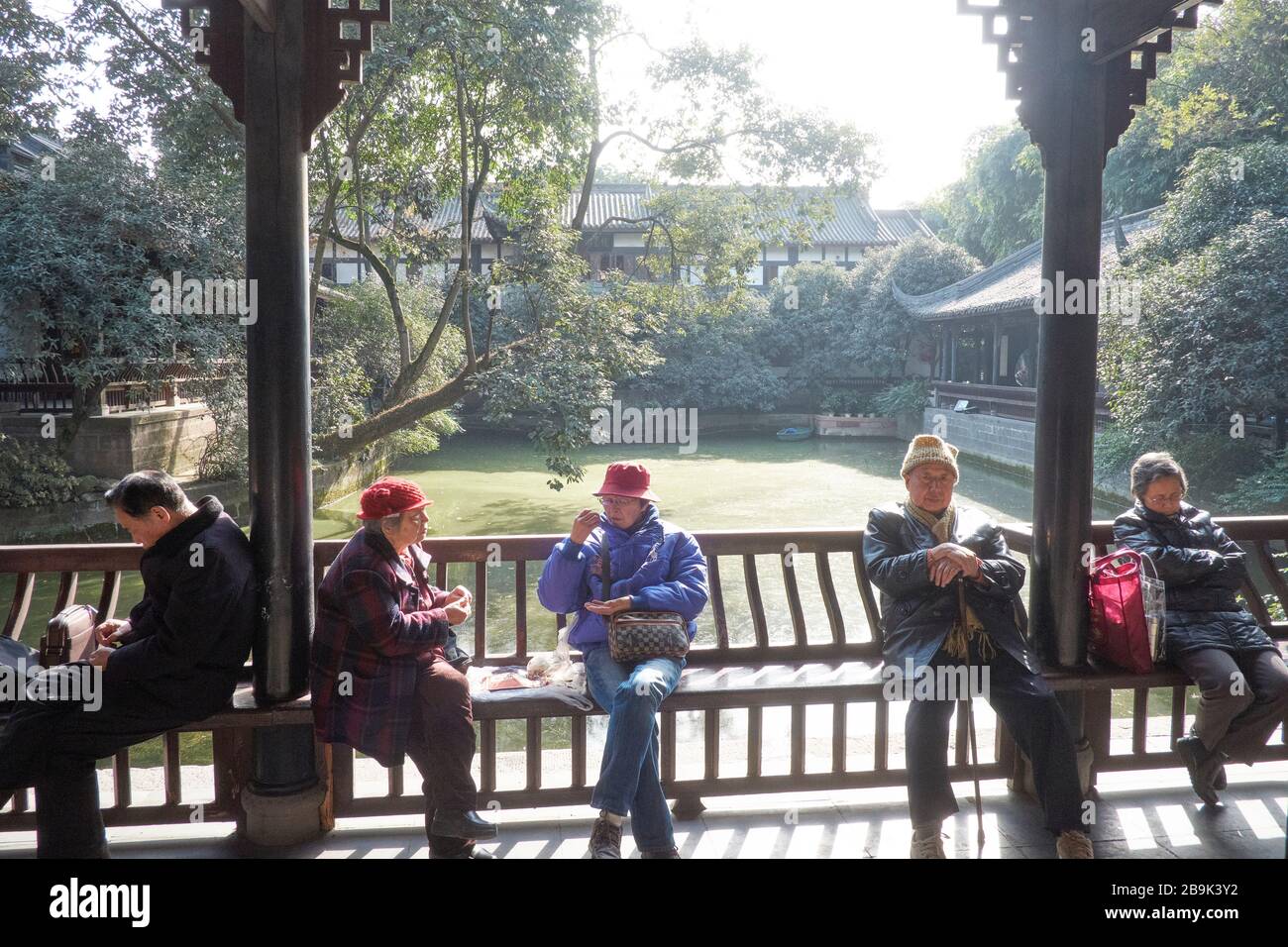 Entspannung im Chengdu Culture Park, Chengdu, China Stockfoto