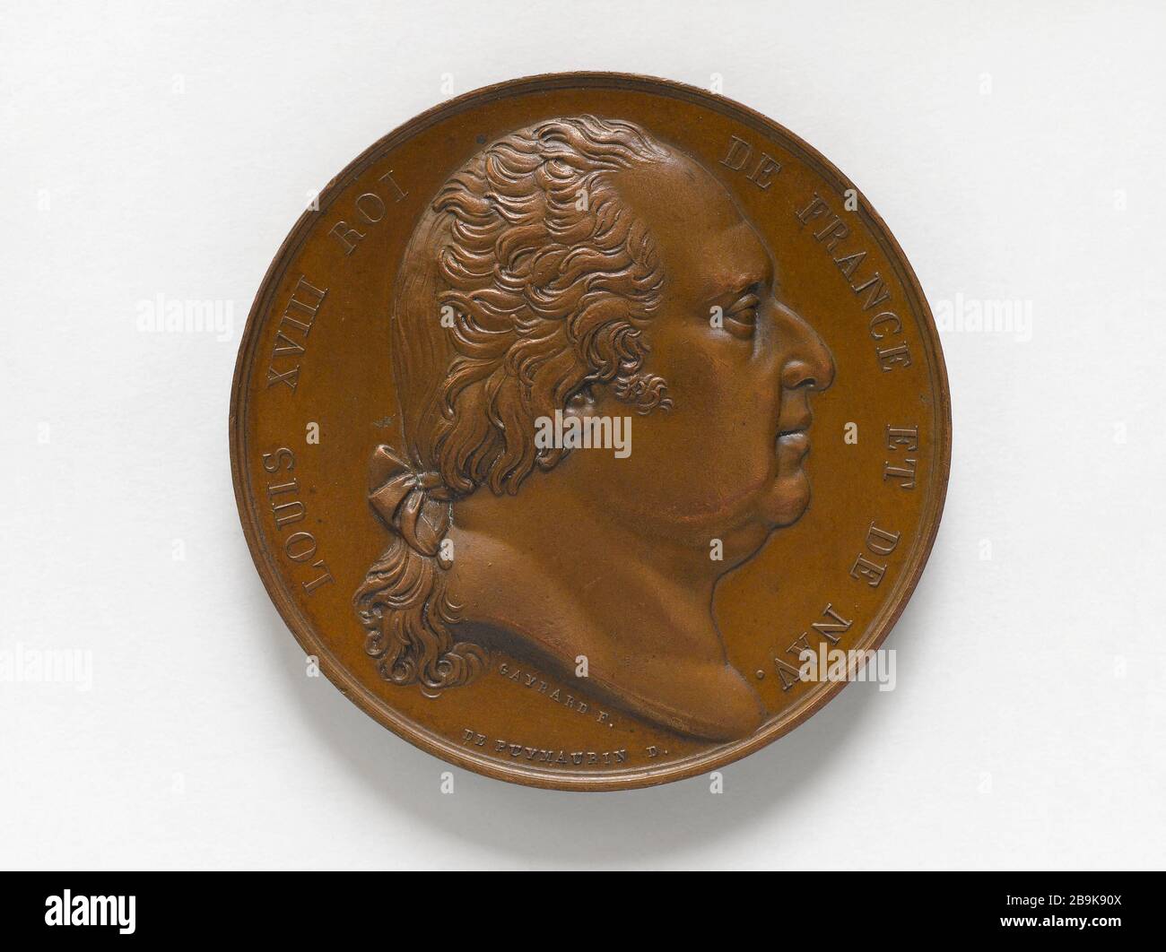 Juni 1823 Raymond Gayrard (1777-1858) zur Grundsteinlegung der Kirche von Bercy. Portrait de Louis XVIII, roi de France et de Navarra. Bronze. 1823. Paris, musée Carnavalet. Stockfoto